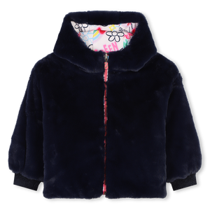 BILLIEBLUSH PINK FLOWER POWER REVERSIBLE PUFFER JACKET