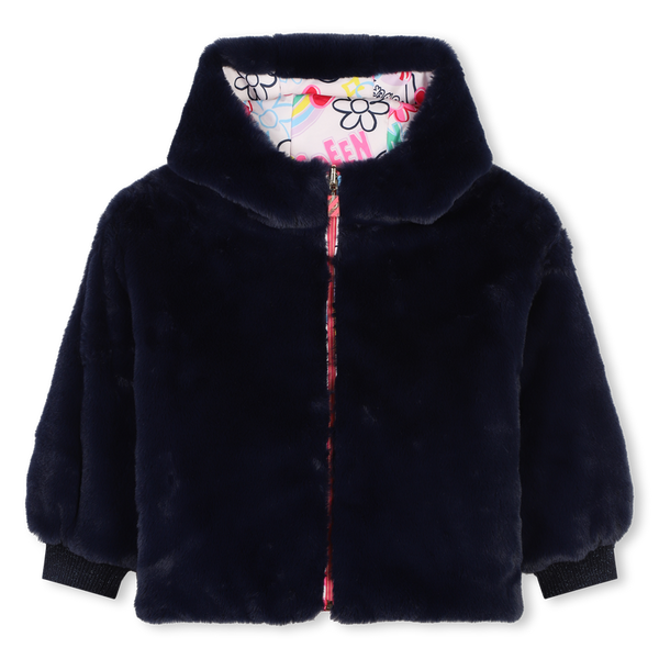 BILLIEBLUSH PINK FLOWER POWER REVERSIBLE PUFFER JACKET