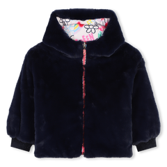 BILLIEBLUSH PINK FLOWER POWER REVERSIBLE PUFFER JACKET