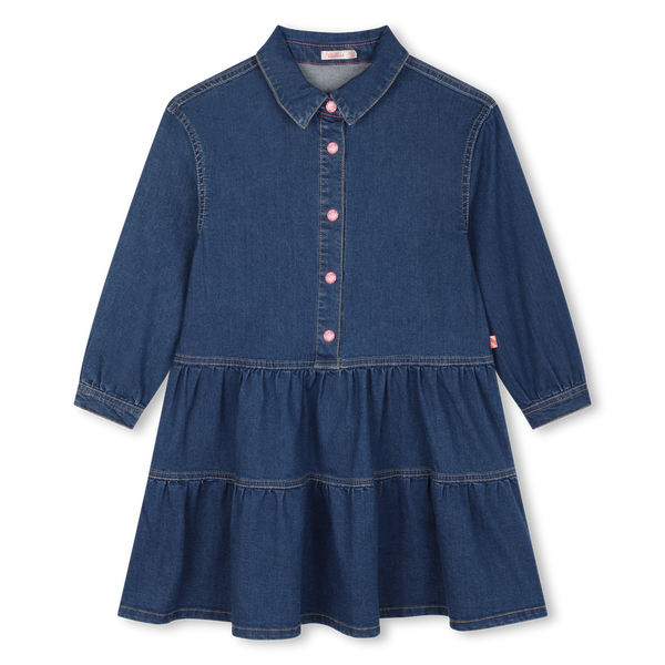 BILLIEBLUSH LOGO BACK LONG SLEEVE DENIM DRESS