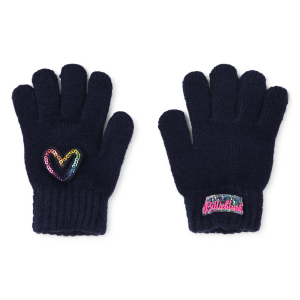 BILLIEBLUSH NAVY SEQUIN HEART GLOVES