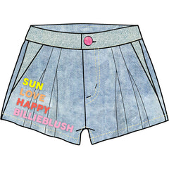 Billieblush Double Stone+Bleach Graphic Denim Shorts