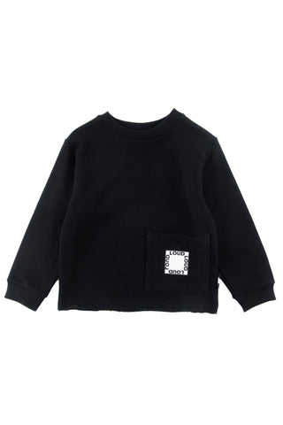 LOUD BLACK/WHITE FEEL BOTTOM POCKET SWEATER