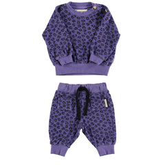 PIUPIUCHICK PURPLE TLCOTTON TERRY ANIMAL PRINT SET