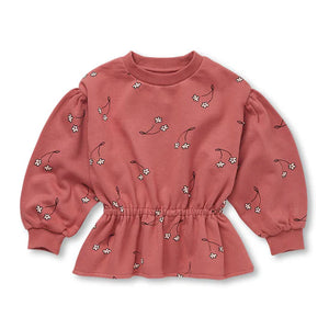 SPROET AND SPROUT MAUVE CHERRY FLOWER PEPLUM SWEATSHIRT