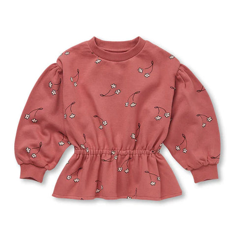 SPROET AND SPROUT MAUVE CHERRY FLOWER PEPLUM SWEATSHIRT