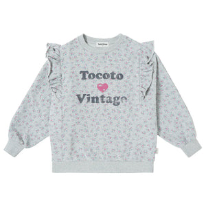 TOCOTO VINTAGE GREY FLORAL PRINT SWEATSHIRT