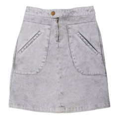 WYNKEN ICE GREY DENIM RIGA KNEE LENGTH SKIRT