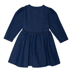 WYNKEN INDIGO MID WASH DENIM PUFF DRESS