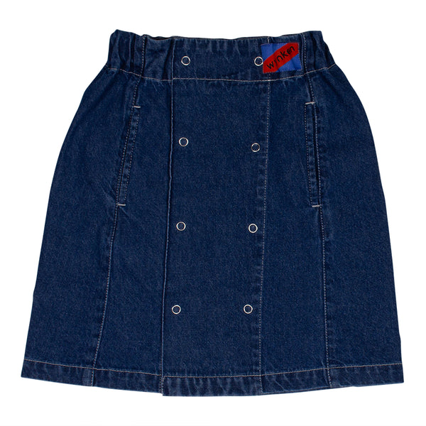 WYNKEN INDIGO MID WASH AMORE DENIM SKIRT