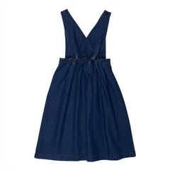 WYNKEN MID WASH DENIM LONG PINAFORE DRESS