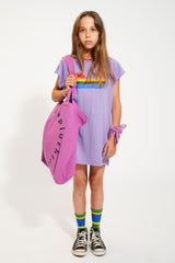 Piupiuchick Purple W/ Multicolor Wave Print T-Shirt Dress