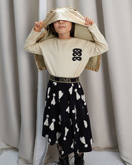 BEAU LOVES EXCLAMATION HEARTS ASYMMETRIC SKIRT