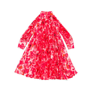 CHRISTINA ROHDE HOT PINK FLORAL PLEATED DRESS