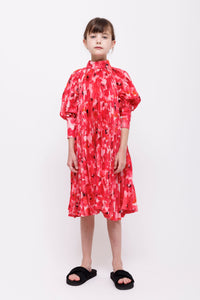 CHRISTINA ROHDE HOT PINK FLORAL PLEATED DRESS