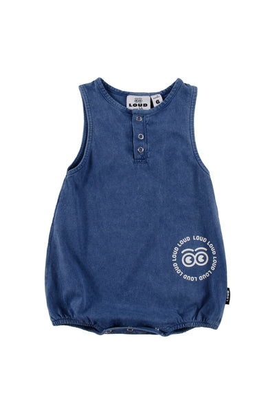 Loud Navy Marble Dye Family Romper