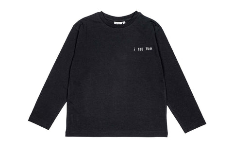 BEAU LOVES BLACK 'I SEE YOU' LONG SLEEVE T-SHIRT