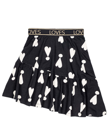 BEAU LOVES EXCLAMATION HEARTS ASYMMETRIC SKIRT