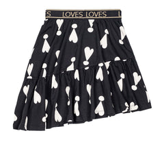 BEAU LOVES EXCLAMATION HEARTS ASYMMETRIC SKIRT