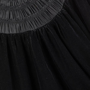 PETITE AMALIE BLACK VELVET SHIRRED ORGANZA DRESS