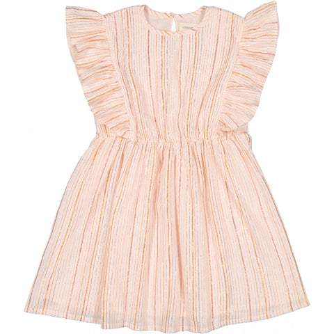 Louis Louise Pink Crepe Stripe Lurex Asia Dress