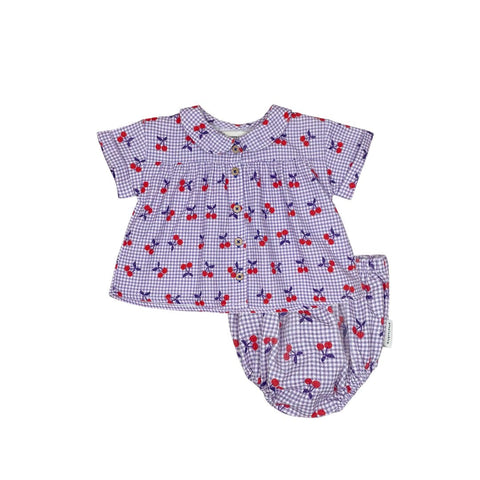 Piupiuchick Purple Checkered Cherry Bloomer Set