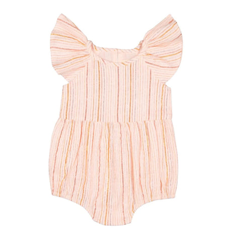 Louis Louise Pink Crepe Stripe Lurex Martinete Romper