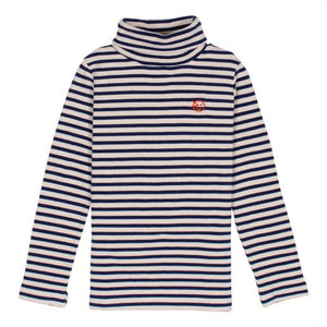 WYNKEN NAVY/ECRU STRIPE ROLL NECK