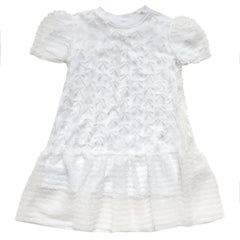 Suoak Three Quarter Sleeve White Lace Dress