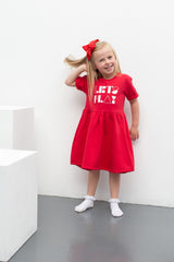 SHAPES OF THINGS RED WORD PRINT DRESS
