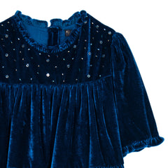 Velveteen Blue Millie Tiered Velvet Dress