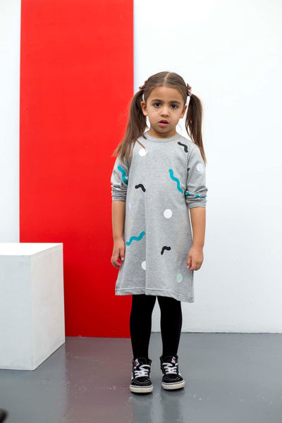 SHAPES OF THINGS GREY WIGGLES LONG SLEEVE DRESS