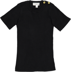 Analogie By Lil Legs Black Ribbed Knit SS Top