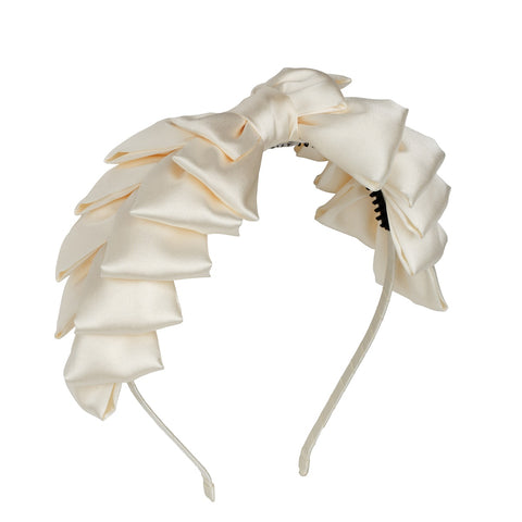 Project 6 Pleated Ribbon Headband - Dove Ivory