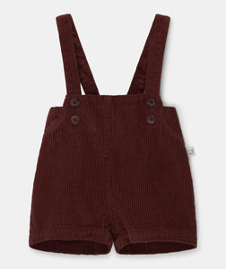 MY LITTLE COZMO RUST CORDUROY RIBBED SUSPENDER SHORTS