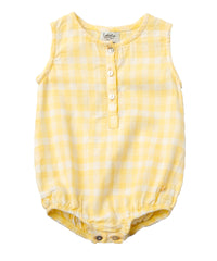 Tocoto Vintage Yellow Checked Romper