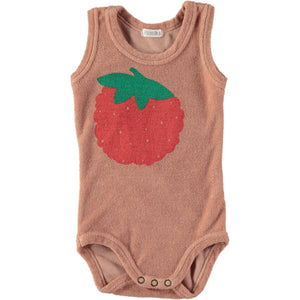 PICNIK PEACH STRAWBERRY TERRY ROMPER