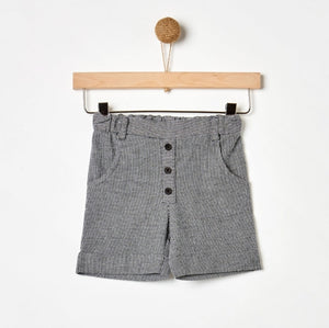 YELL-OH STRIPPED WOOVEN BLACK SHORTS