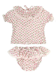 TOCOTO VINTAGE BABY FLOWERS BLOOMERS SET