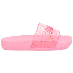 BILLIEBLUSH PINK TRANSPARENT GLITTER SLIDES