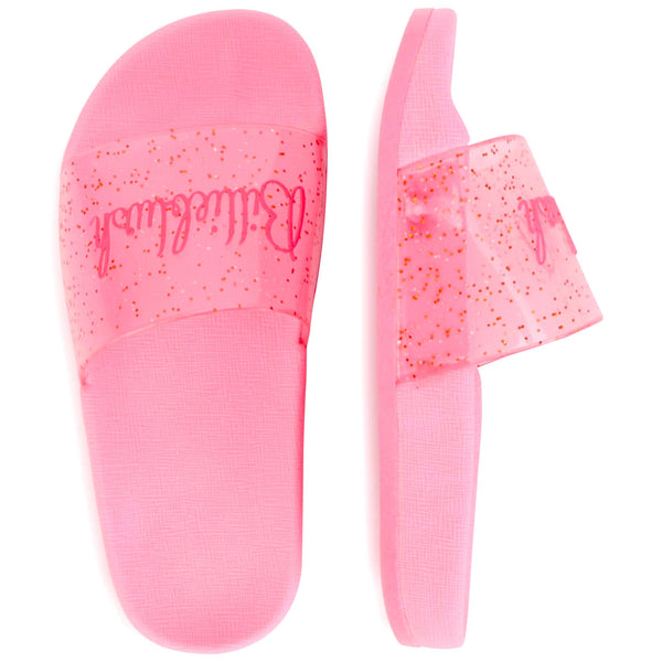 BILLIEBLUSH PINK TRANSPARENT GLITTER SLIDES