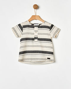 YELL-OH STRIPPED WOVEN TOP