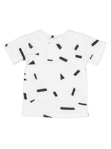 Joah Love Black Party Print On White Crew Neck Top