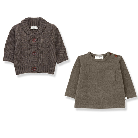 1 + IN THE FAMILY JUNGFRA BROWN SWEATER SET