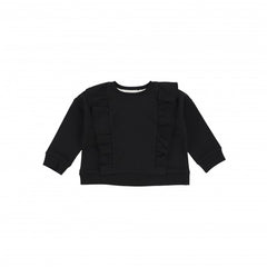 KIDS ON THE MOON BLACK RUFFLE SWEATSHIRT