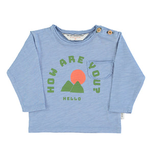 PIUPIUCHICK BLUE "HOW ARE YOU" L/S TSHIRT