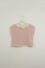 POPELIN PINK SHIRT WITH FRILLED COLLAR