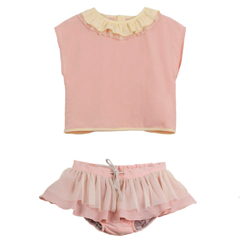 POPELIN PINK SHIRT WITH FRILLED COLLAR